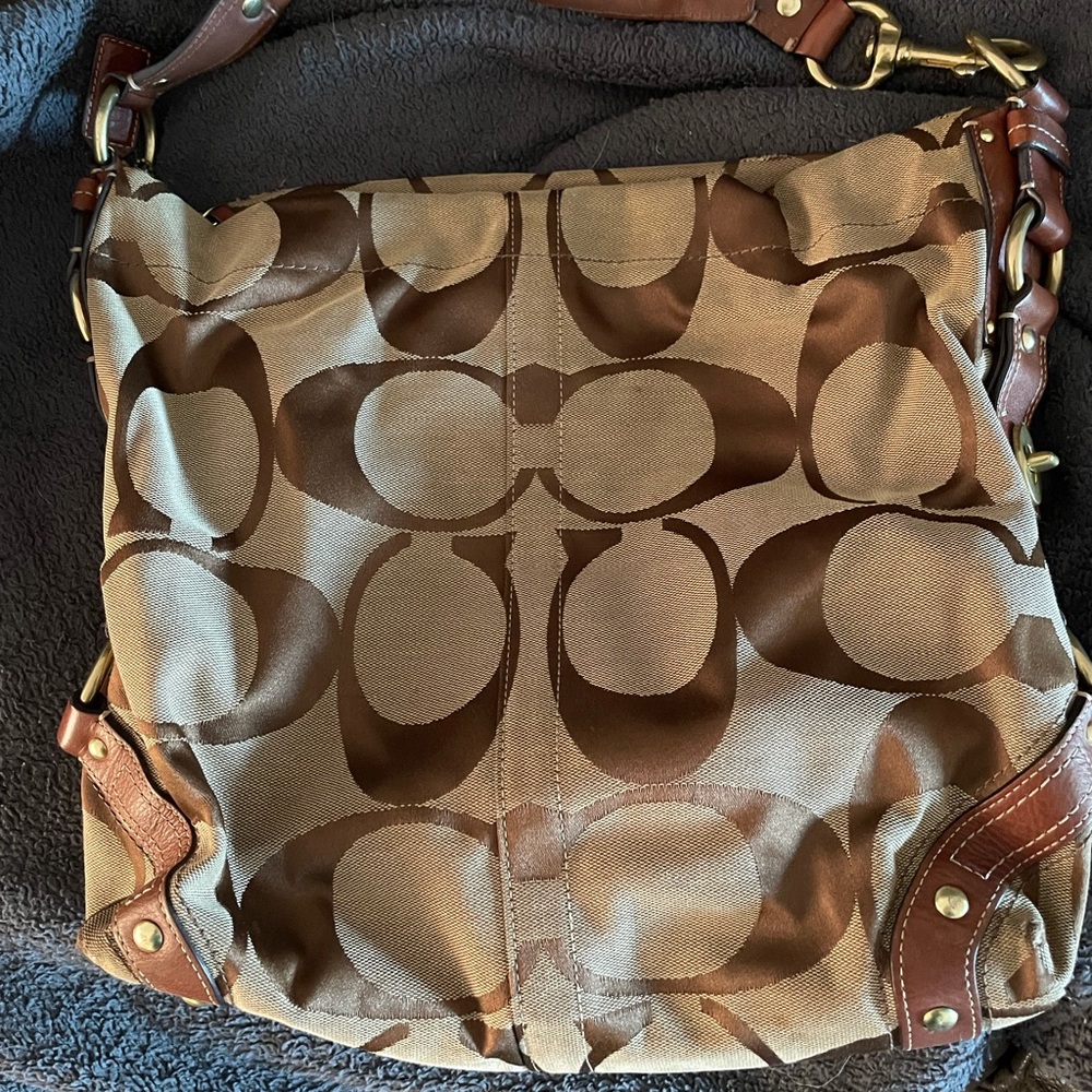COACH shoulder bag large C canvas